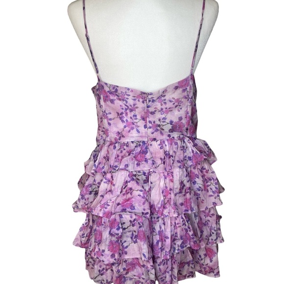 Bardot Lilac Floral Print Ruffle Mini Dress Size XXL - Picture 2 of 7